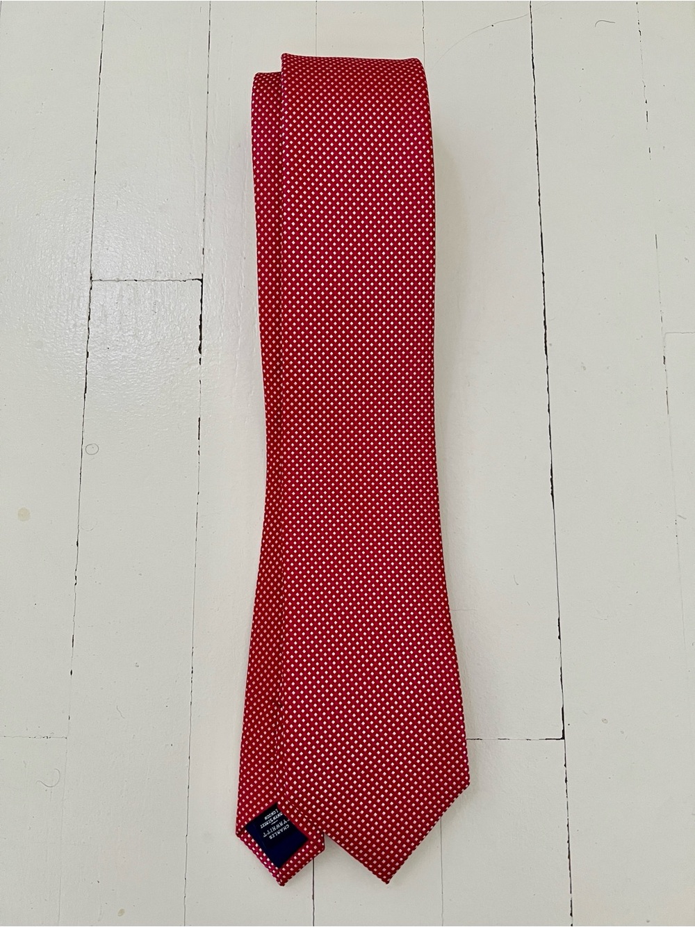 Charles Tyrwhitt Red Tie with White Micro Diamond Pattern